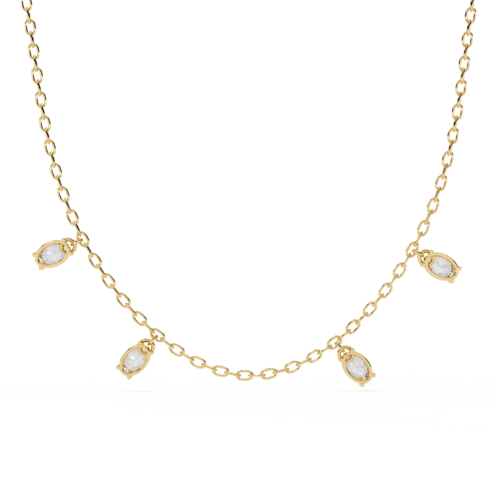 Lab Grown Oval Diamond Dangle Necklace