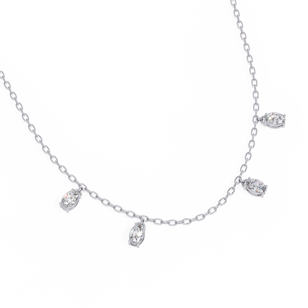 Lab Grown Oval Diamond Dangle Necklace