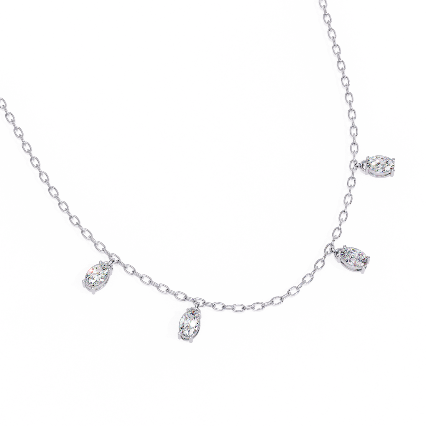 Lab Grown Oval Diamond Dangle Necklace