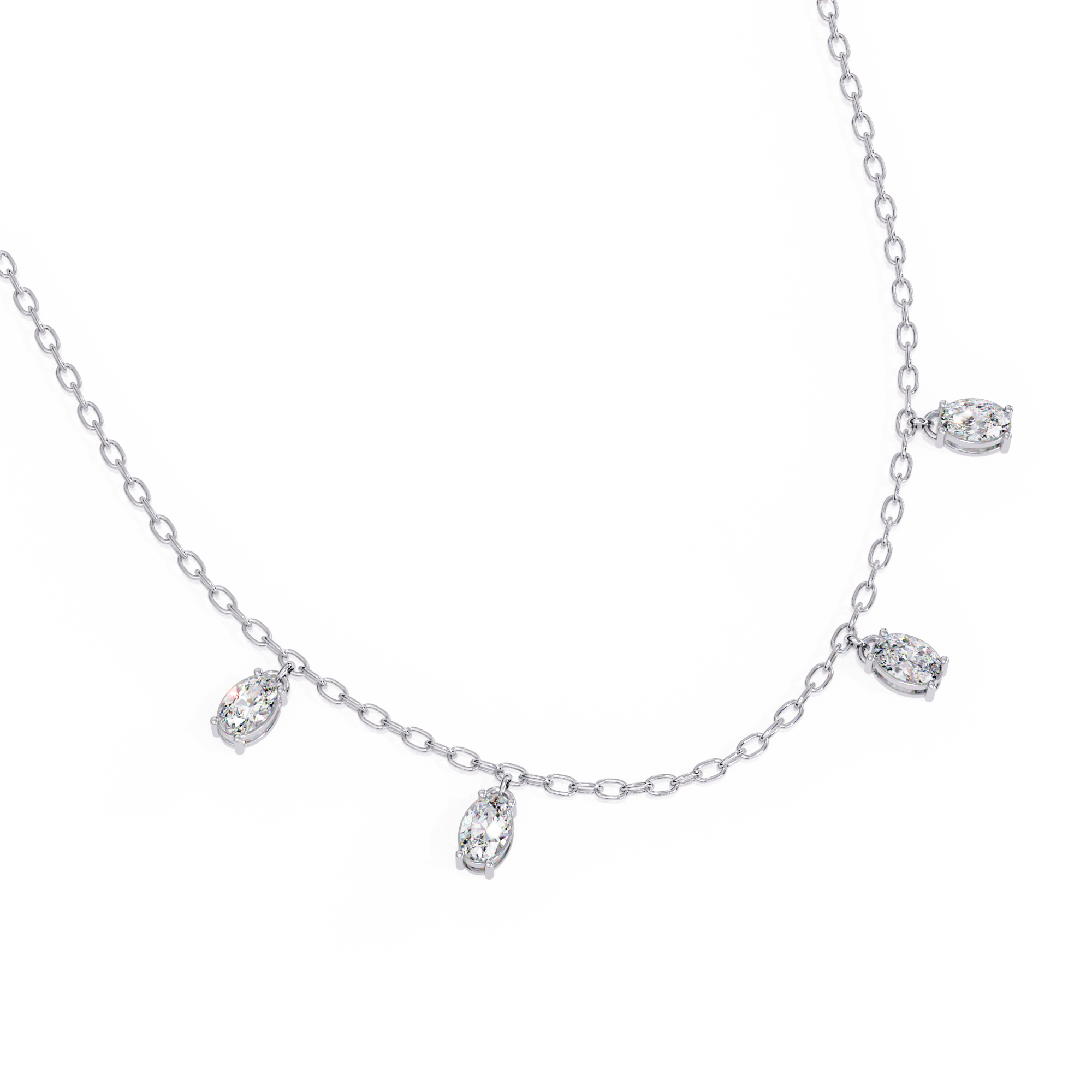 Lab Grown Oval Diamond Dangle Necklace