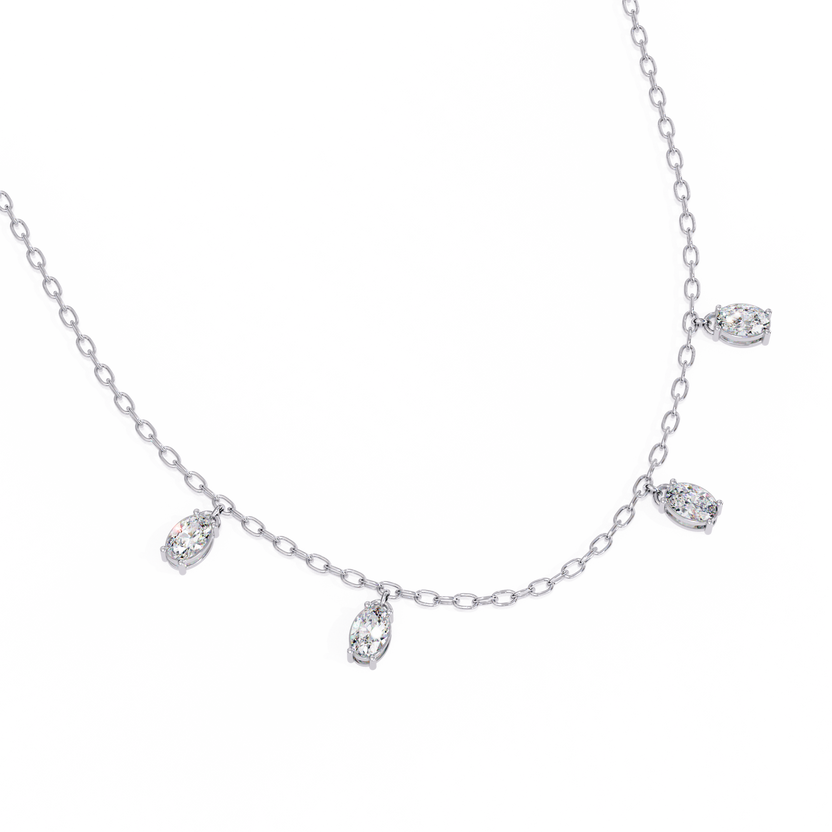 Lab Grown Oval Diamond Dangle Necklace