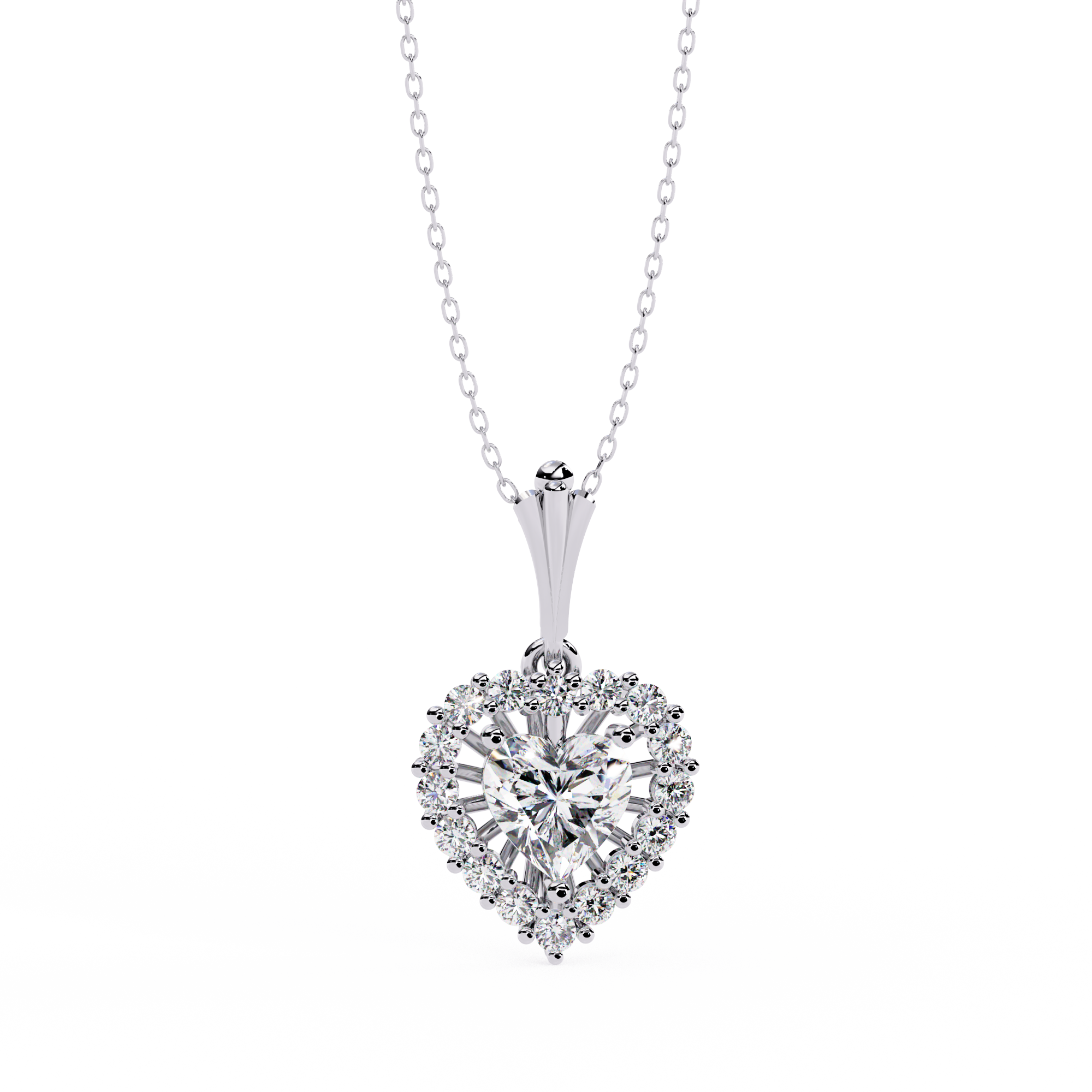 Lab Grown Heart-Shaped Diamond Halo Pendant
