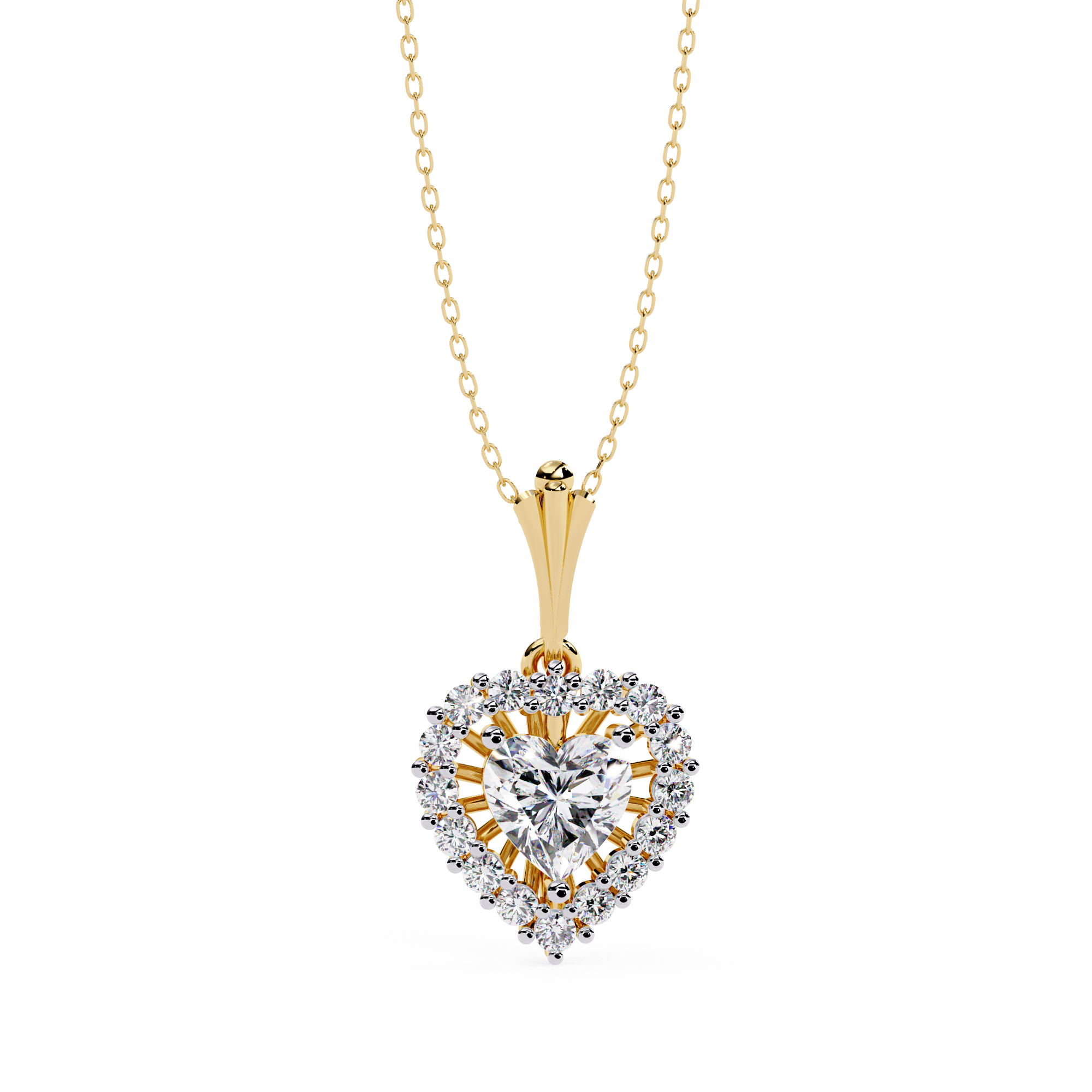 Lab Grown Heart-Shaped Diamond Halo Pendant