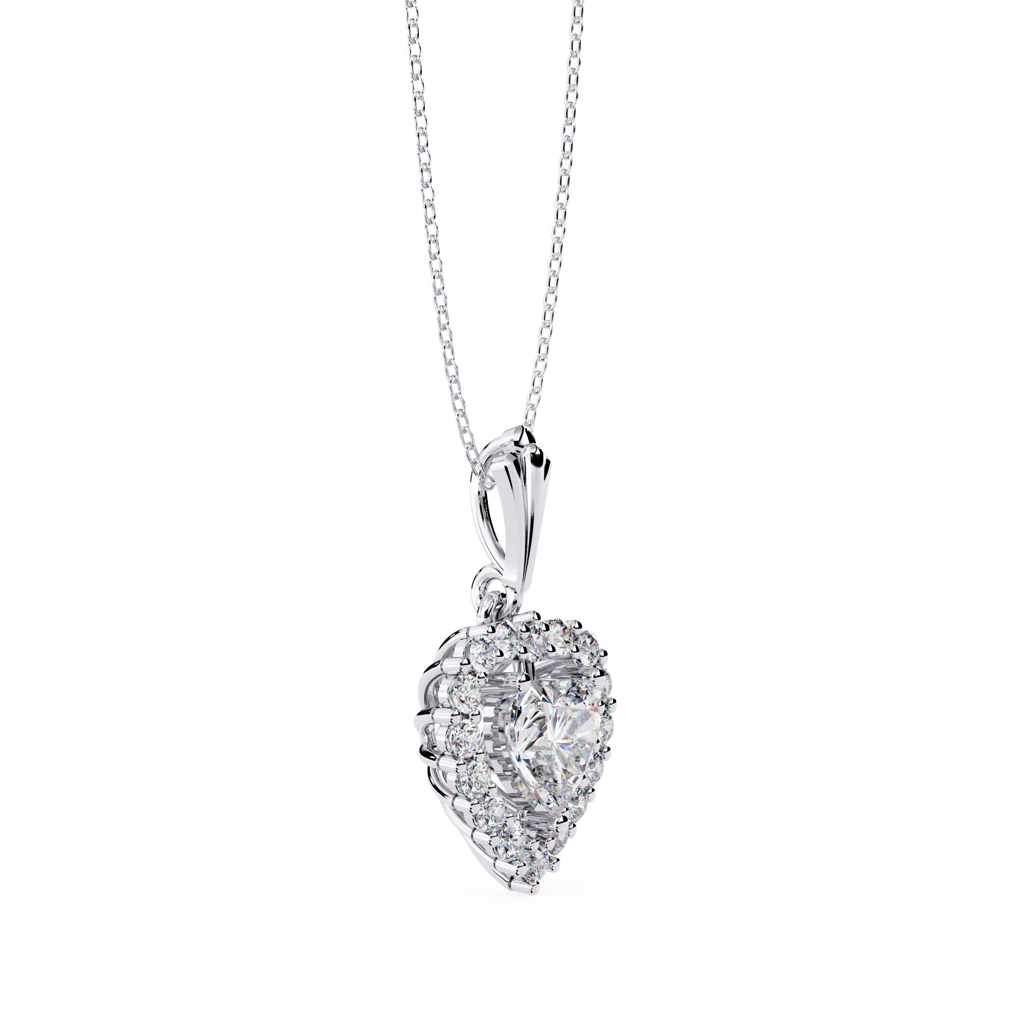 Lab Grown Heart-Shaped Diamond Halo Pendant