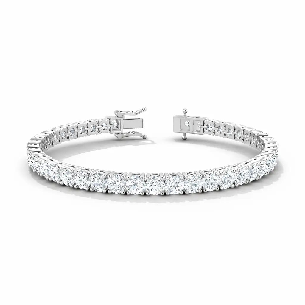 IGI Certified 3.00-10.00 Carat Lab Grown Diamond Tennis Bracelet for Women 14K Solid White and Yellow Gold Prong Setting Push Safety Lock Clasp Round Cut Jewelry (E-F Color, VS1-VS2 Clarity)