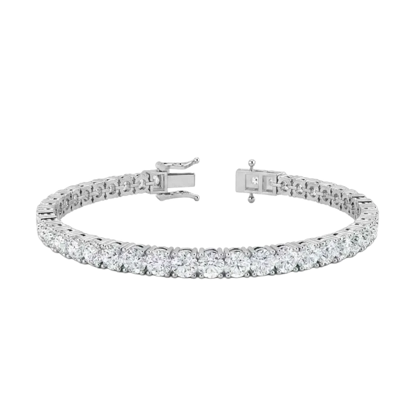 IGI Certified 3.00-10.00 Carat Lab Grown Diamond Tennis Bracelet for Women 14K Solid White and Yellow Gold Prong Setting Push Safety Lock Clasp Round Cut Jewelry Size 7" (E-F Color, VS1-VS2 Clarity)