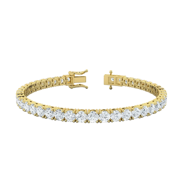 IGI Certified 3.00-10.00 Carat Lab Grown Diamond Tennis Bracelet for Women 14K Solid White and Yellow Gold Prong Setting Push Safety Lock Clasp Round Cut Jewelry (E-F Color, VS1-VS2 Clarity)