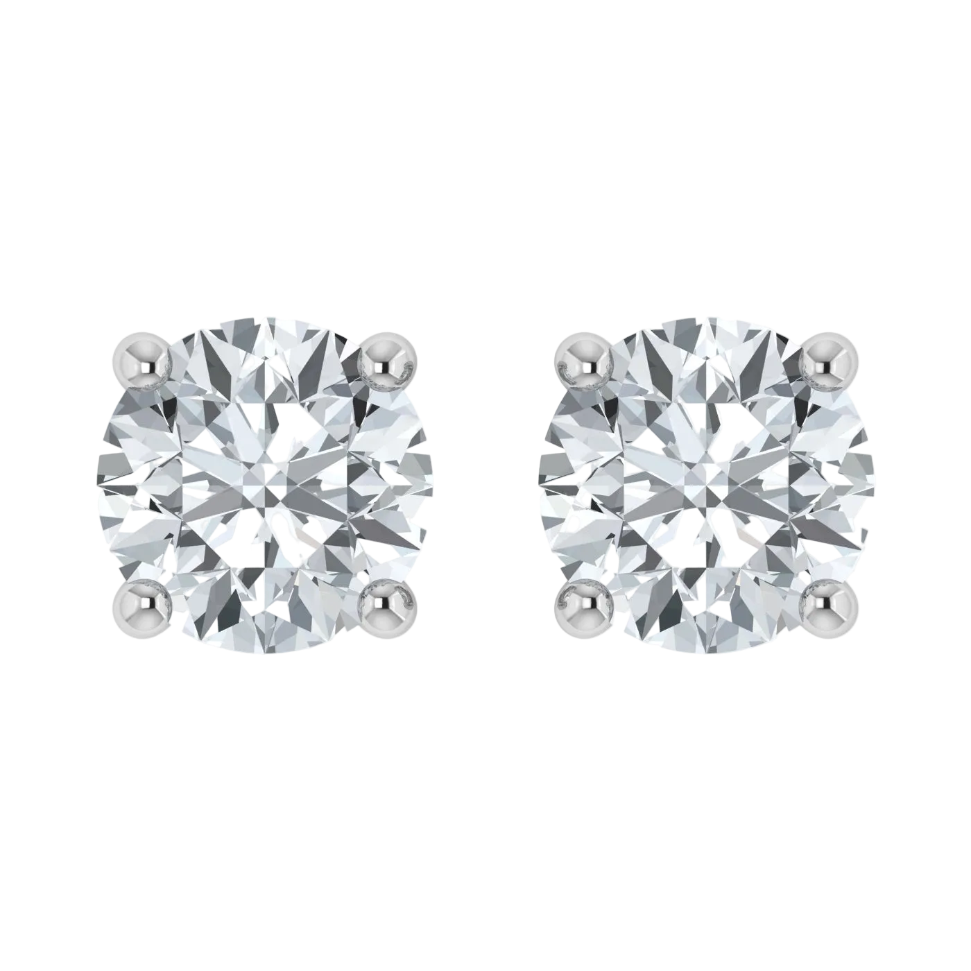 Lab Grown Diamond Solitaire Stud Earrings Push Back in 925 Silver (1.00CT-2.00CT)