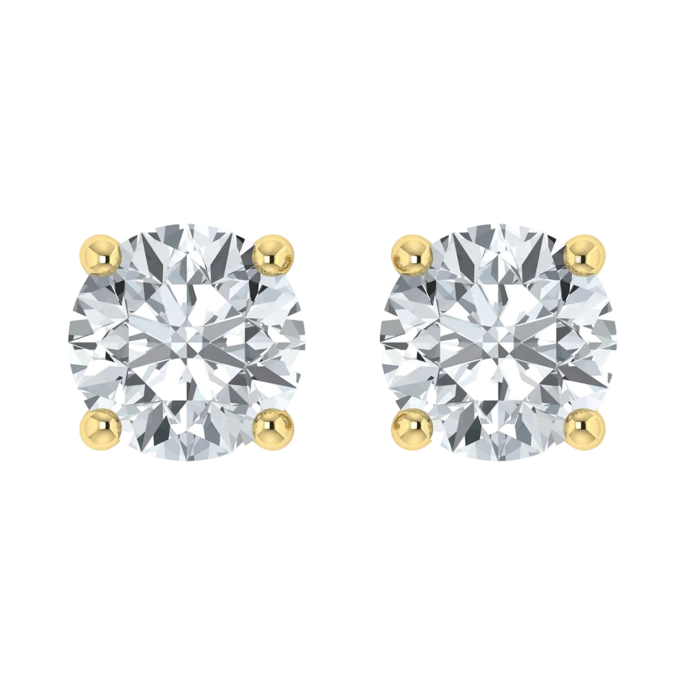 Lab Grown Diamond Solitaire Stud Earrings Push Back in 925 Silver (1.00CT-2.00CT)