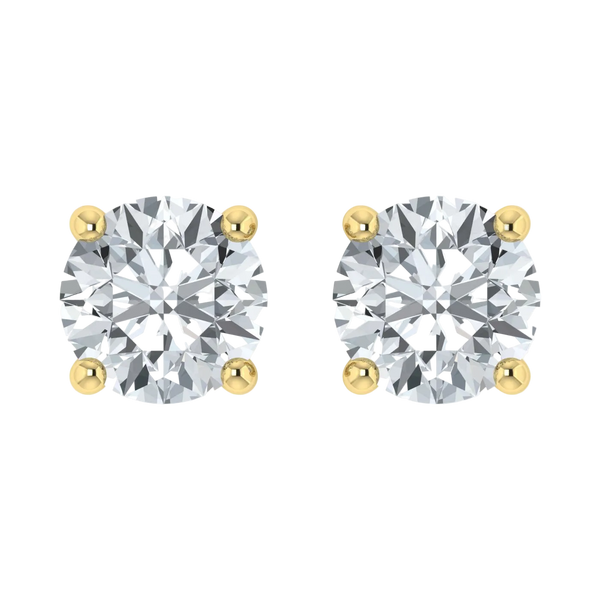 Lab Grown Diamond Solitaire Stud Earrings Push Back in 925 Silver (1.00CT-2.00CT)