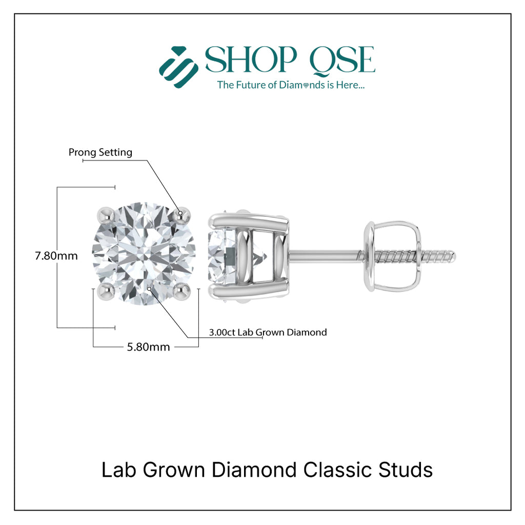 IGI Lab Grown Diamond Brilliance Studs (3.00ct-5.00ct)