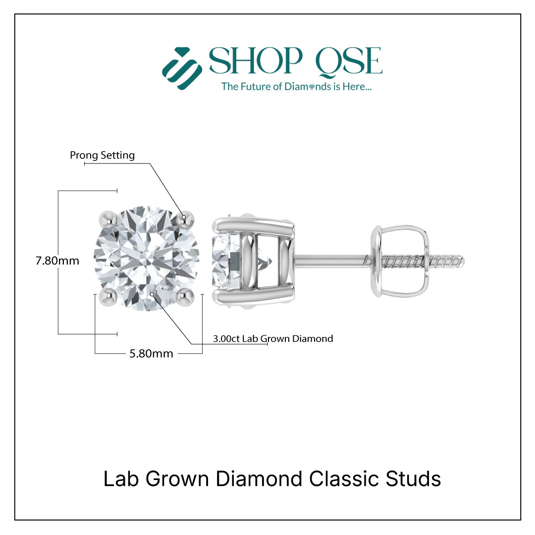 IGI Lab Grown Diamond Brilliance Studs (3.00ct-5.00ct)