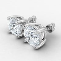 IGI 3CT Lab Grown Diamond Platinum Studs Earring Screw Back