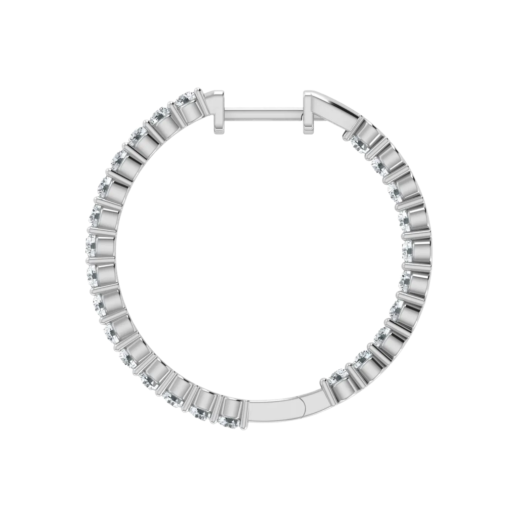 Lab Grown Diamond Inside Out Hoop Earrings in 925 Silver (1.00ct-2.00ct)