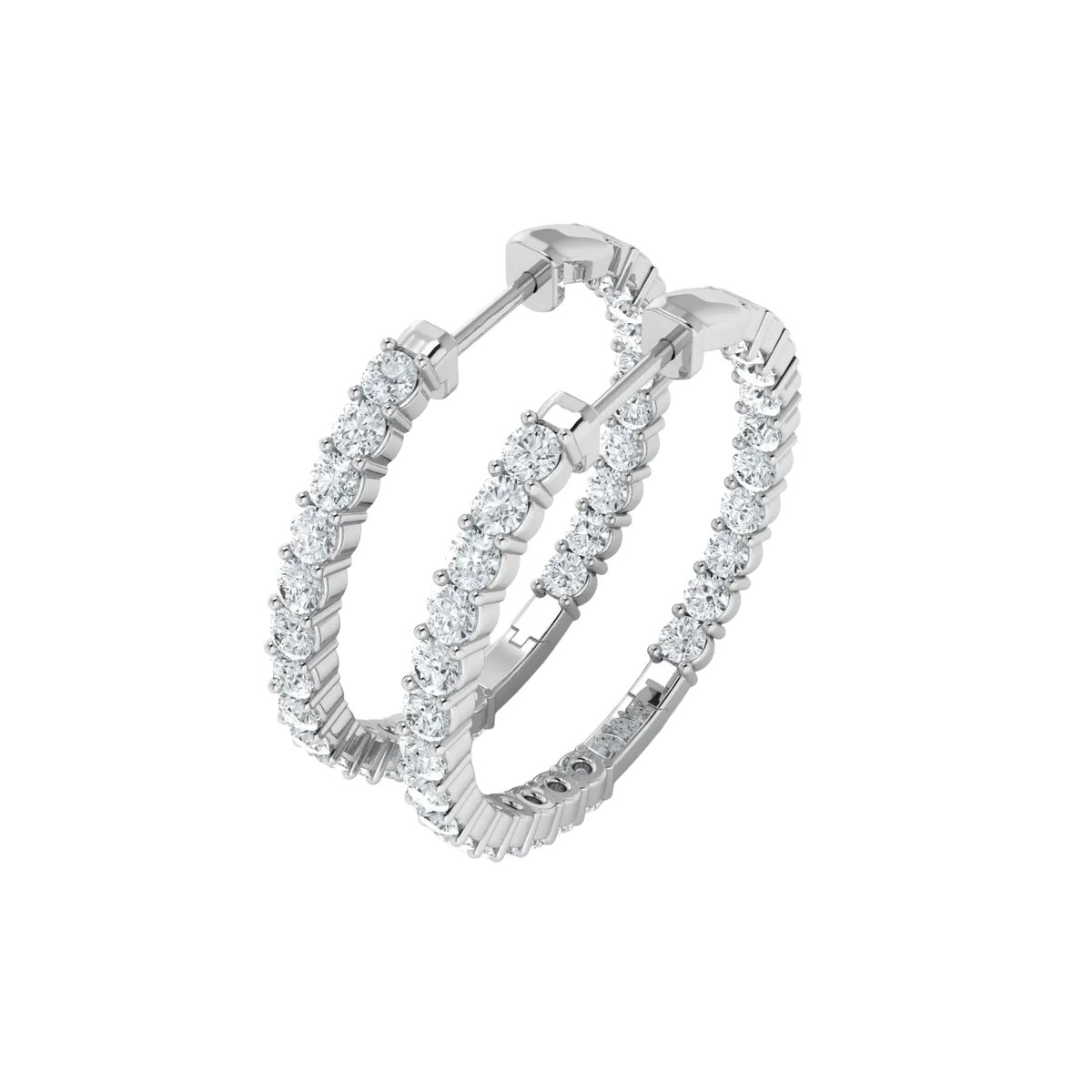 Lab Grown Diamond Inside Out Hoop Earrings in 925 Silver (1.00ct-2.00ct)