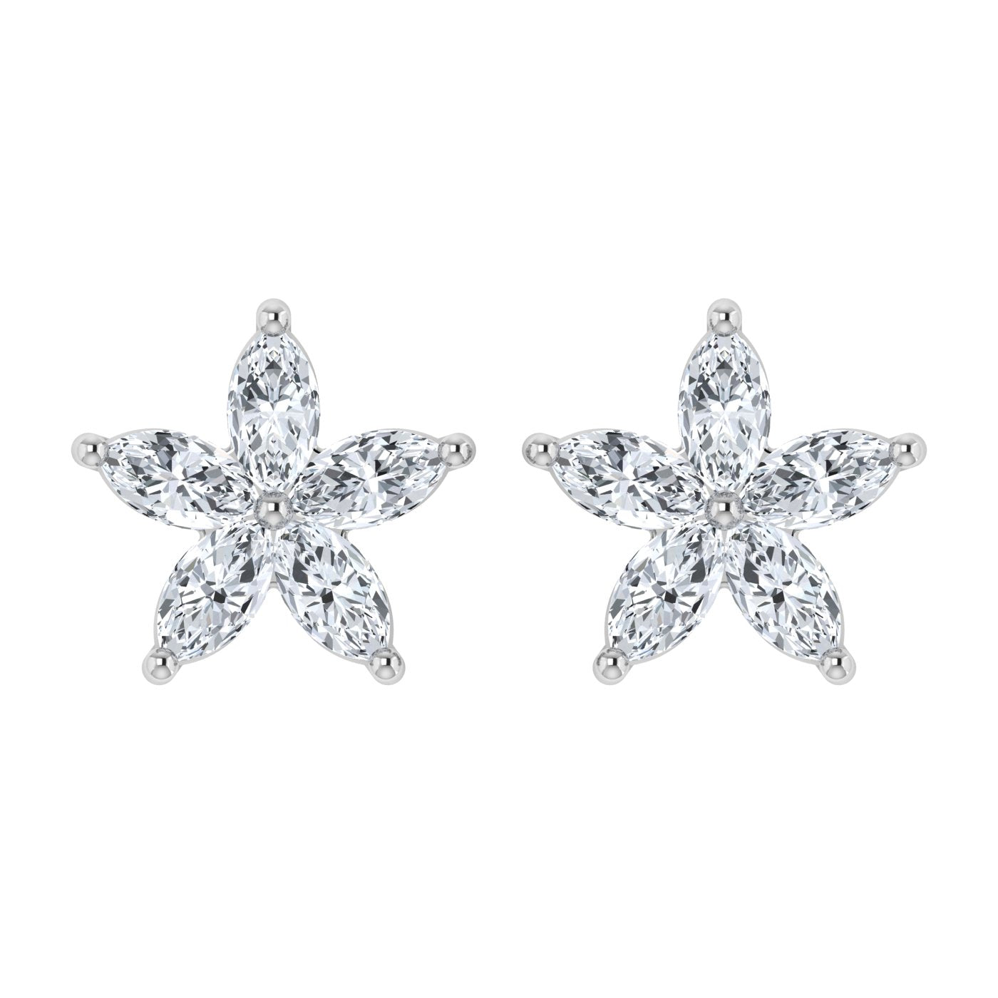 1.1ct  Lab Grown Diamond Marquise Flower Shaped Earring