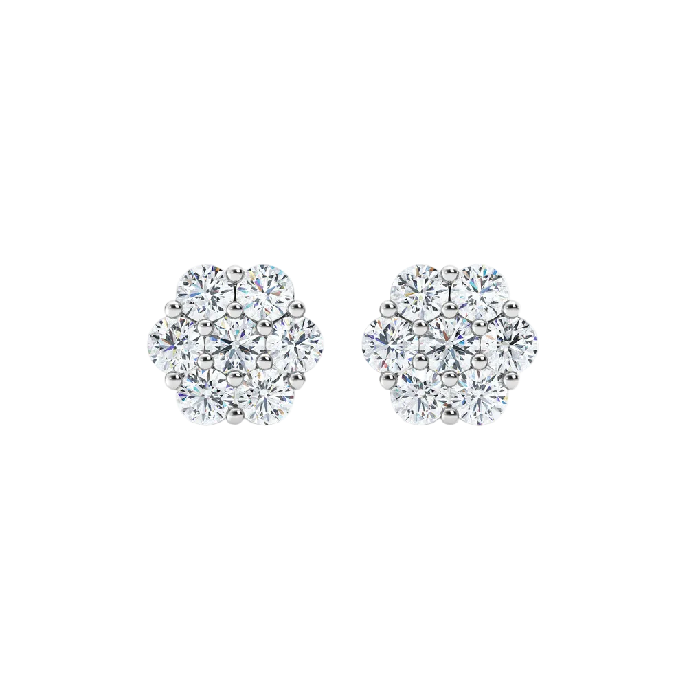 flower earrings 14k white gold