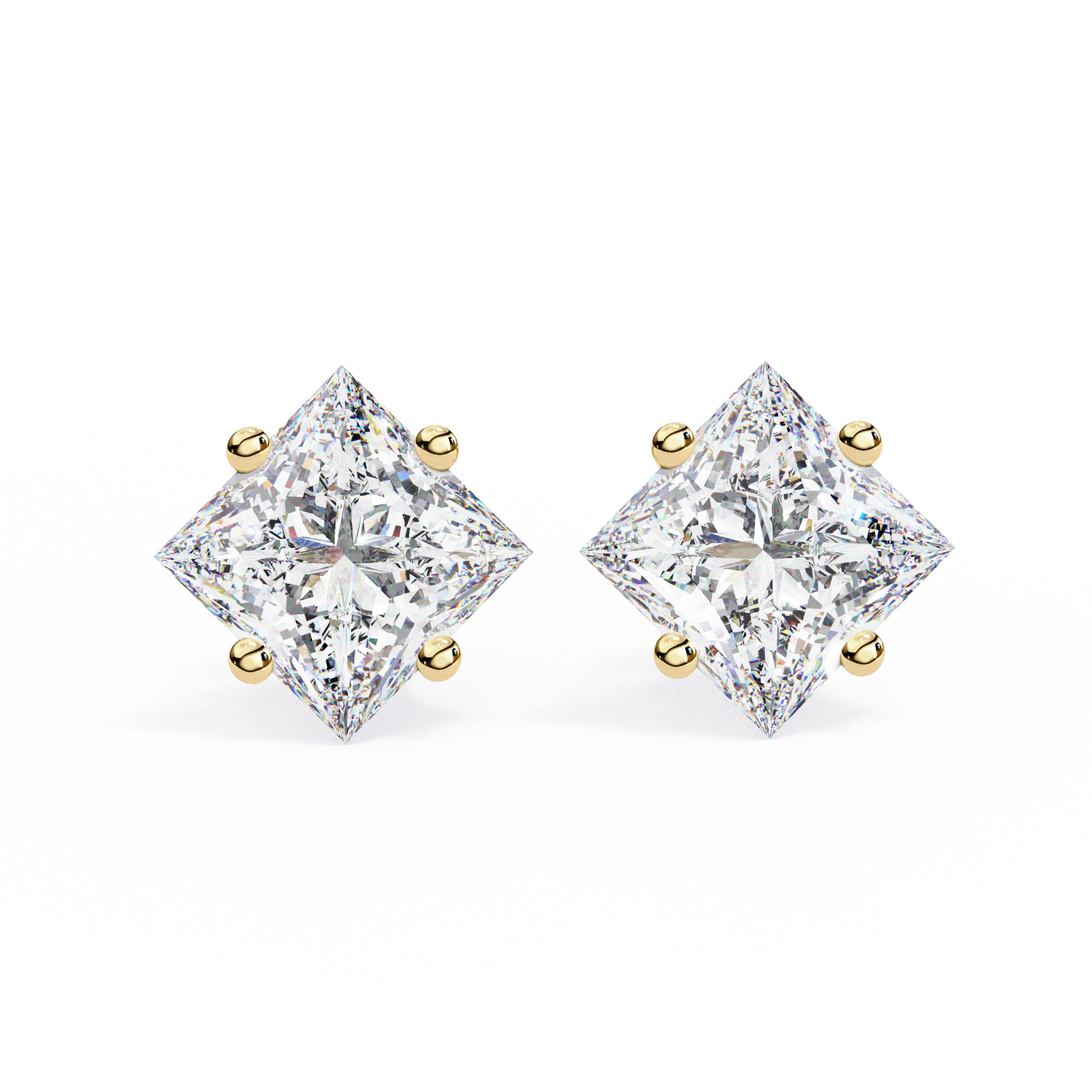 IGI 2.50ct Lab Grown Diamond Square Prismatic Studs