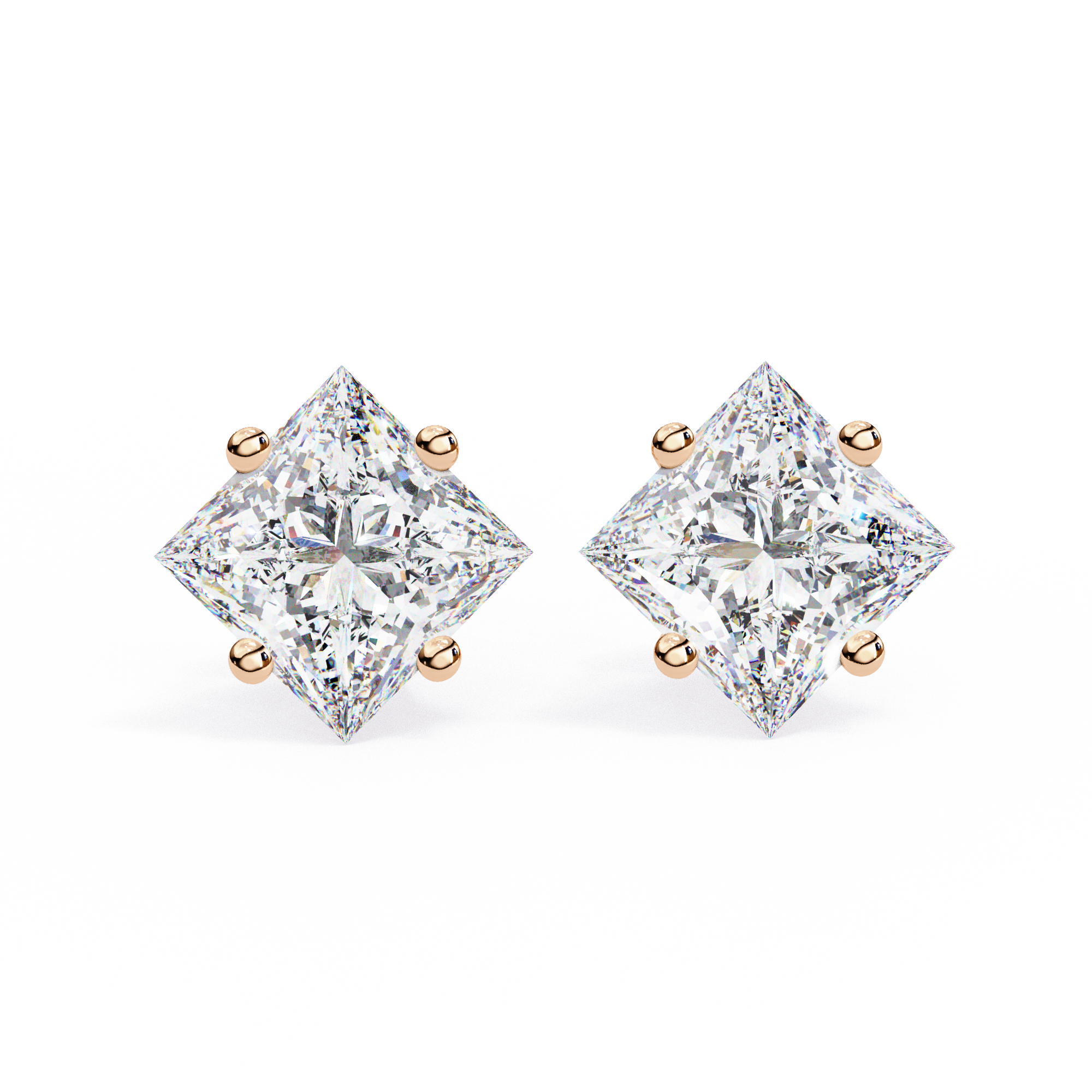 IGI 2.50ct Lab Grown Diamond Square Prismatic Studs