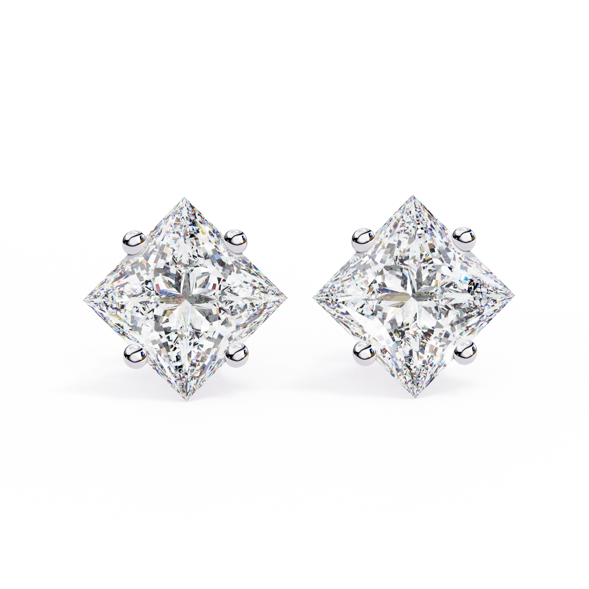IGI 2.50ct Lab Grown Diamond Square Prismatic Studs