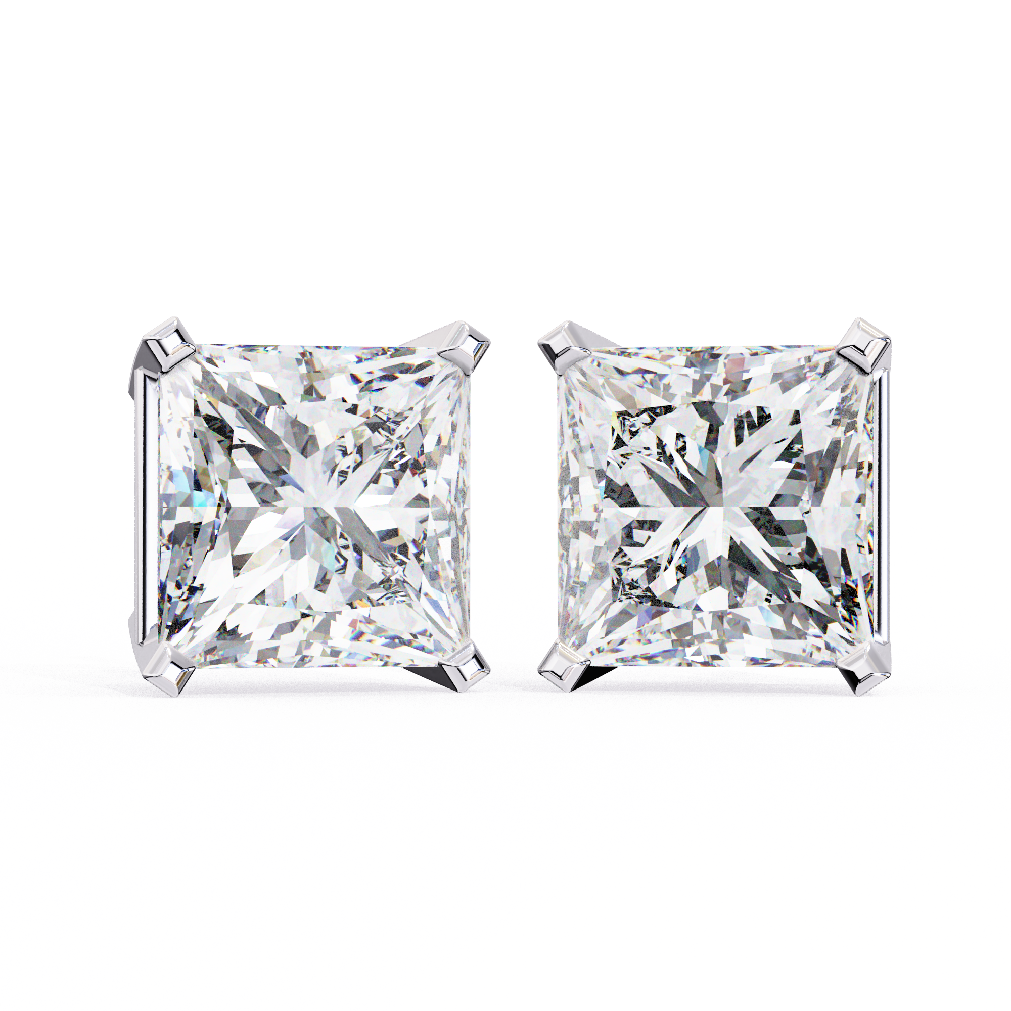IGI 3.00ct Lab Grown Princess Cut Diamond Stud Earrings