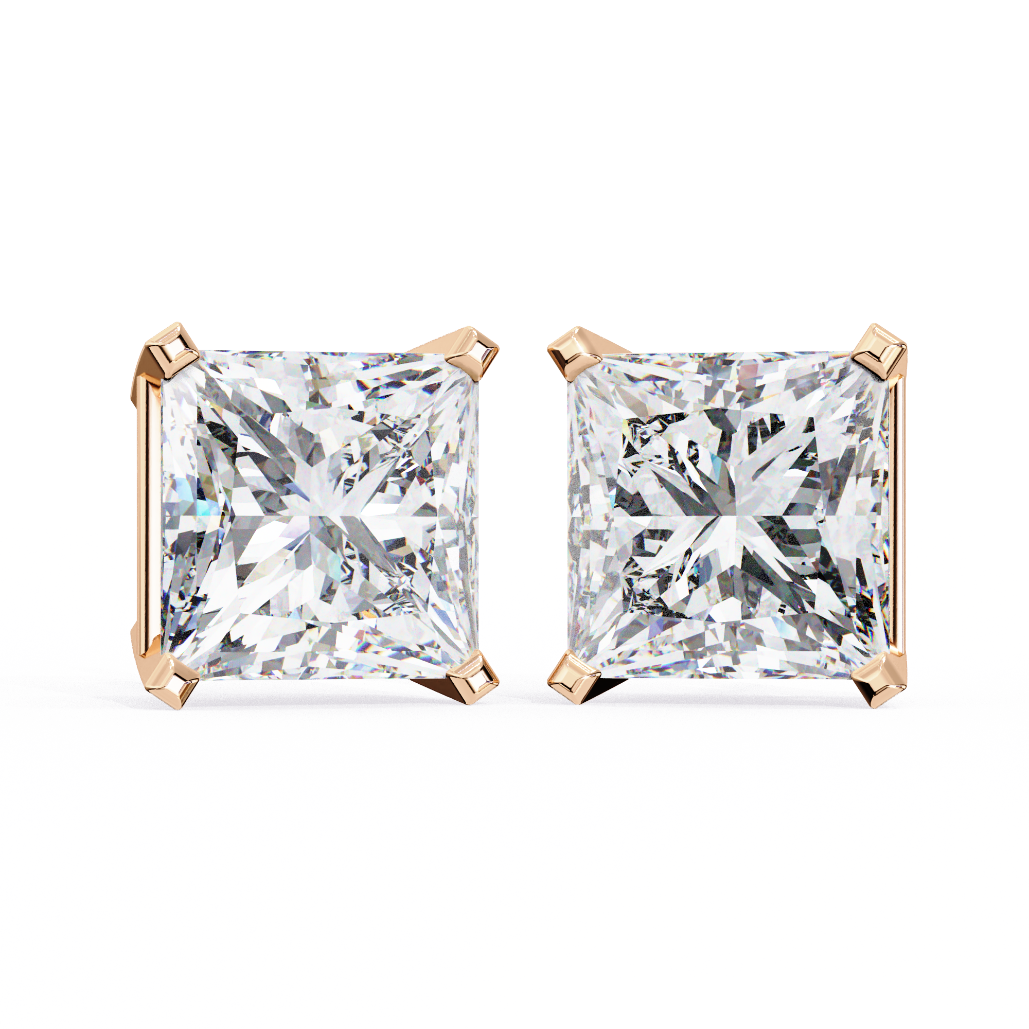 IGI 3.00ct Lab Grown Princess Cut Diamond Stud Earrings