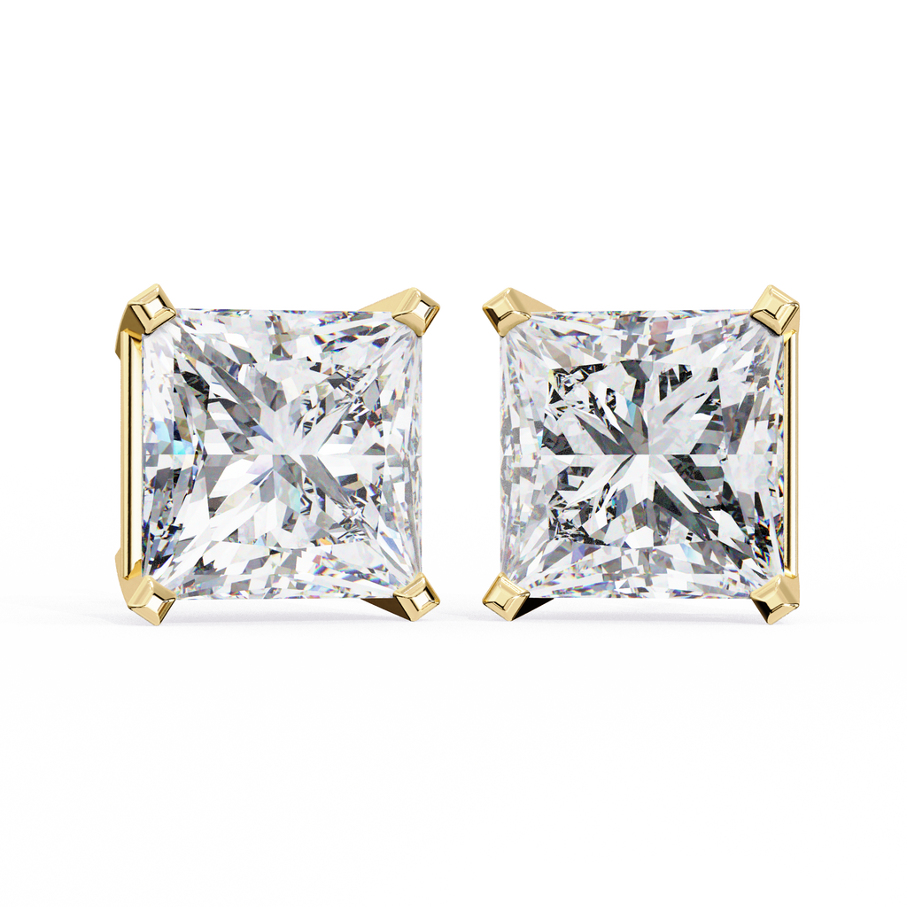 IGI 3.00ct Lab Grown Princess Cut Diamond Stud Earrings