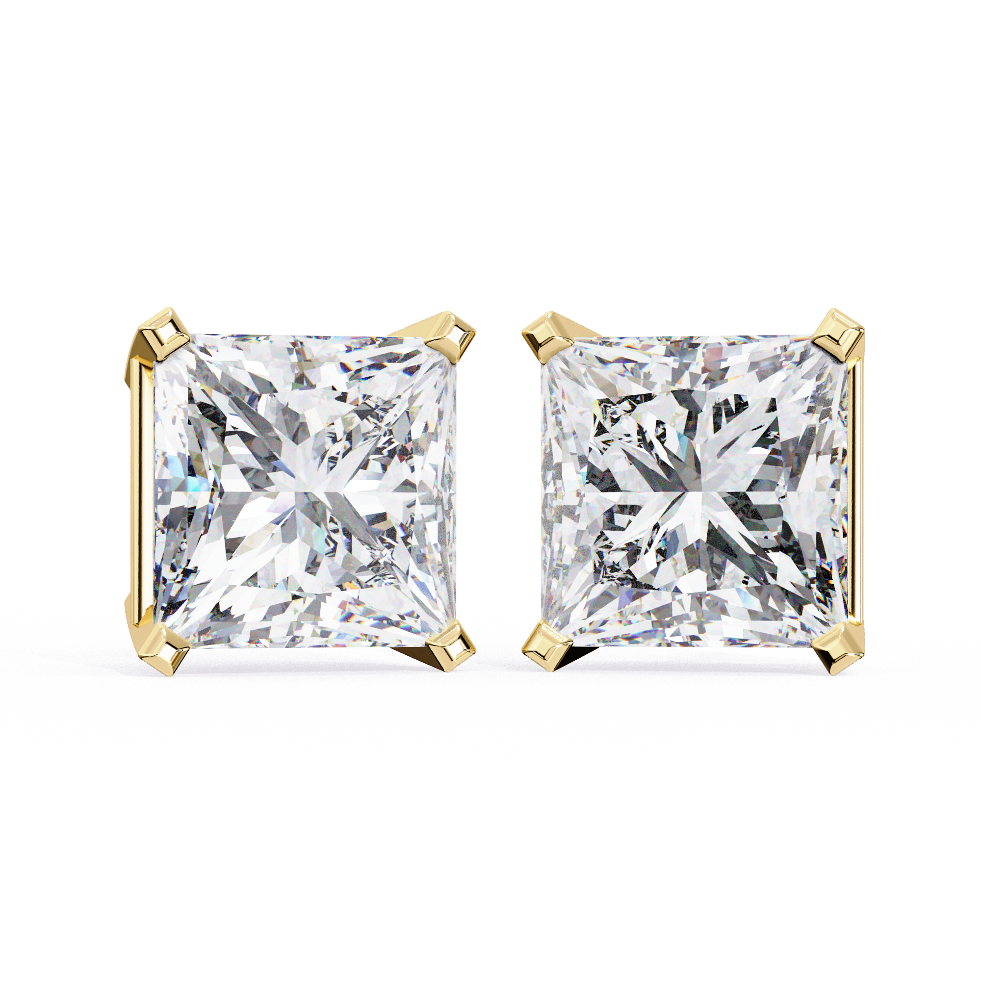 IGI 3.00ct Lab Grown Princess Cut Diamond Stud Earrings