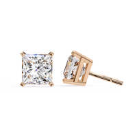 IGI 3.00ct Lab Grown Princess Cut Diamond Stud Earrings
