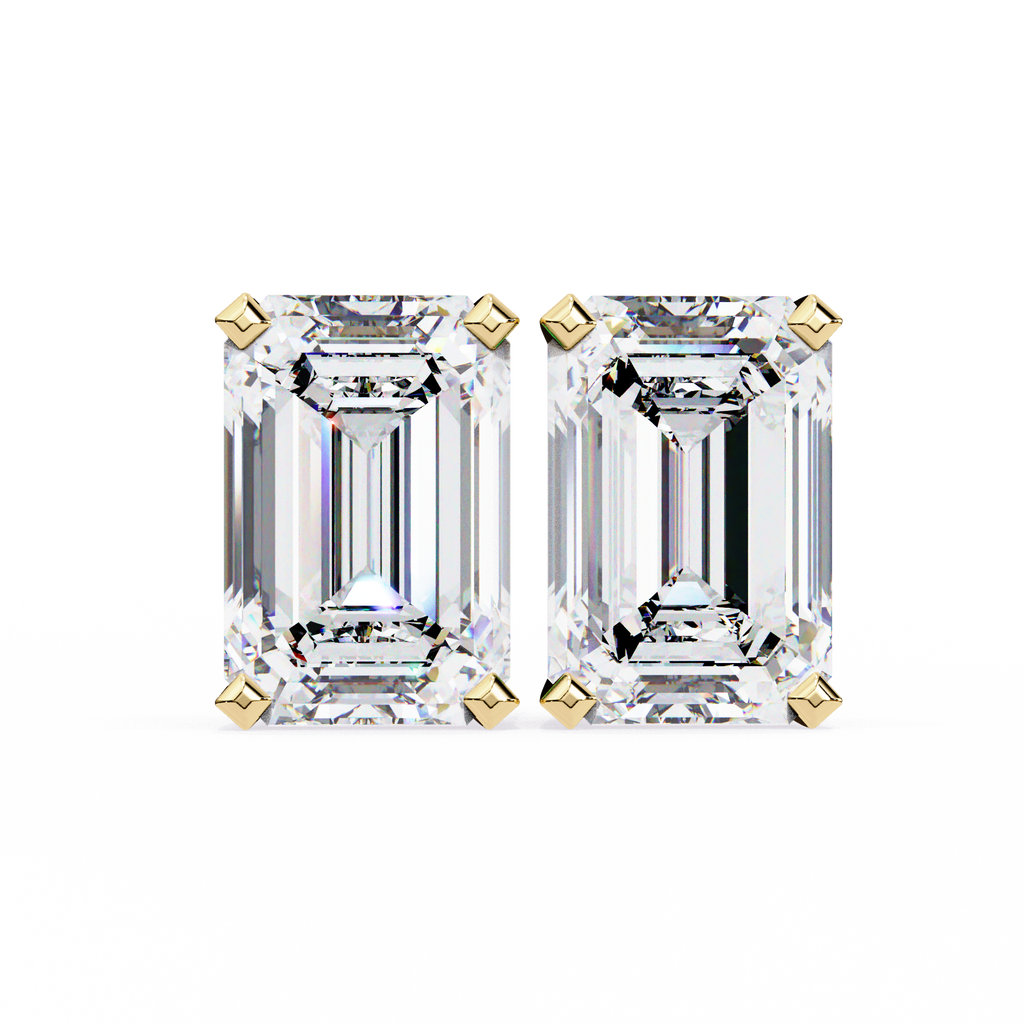 Aretes de diamantes de talla esmeralda cultivados en laboratorio de 3,00 ct
