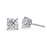 Pendientes solitarios de diamante cultivado en laboratorio de 2,50 ct con forma de cojín