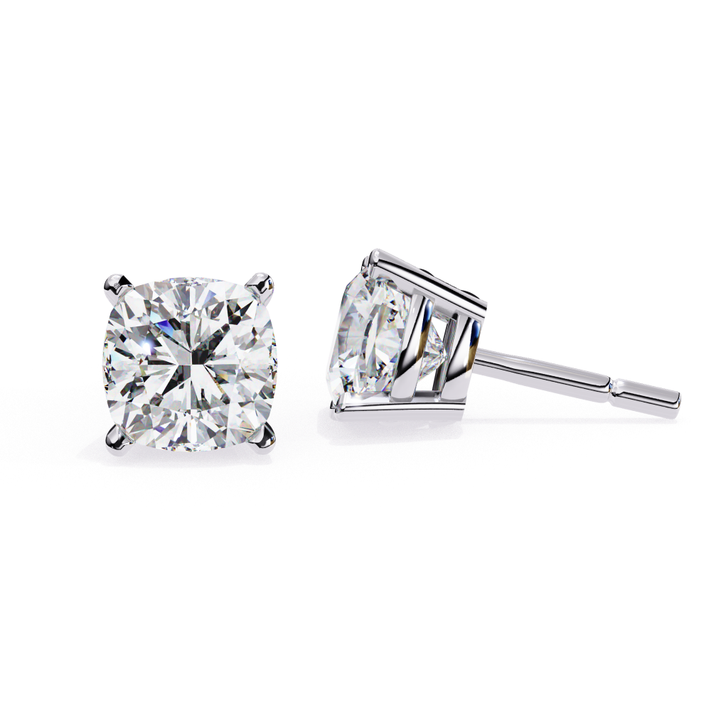 IGI 2.50ct Lab-Grown Diamond Cushion Solitaire Earrings