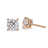 Pendientes solitarios de diamante cultivado en laboratorio de 2,50 ct con forma de cojín