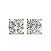 Pendientes solitarios de diamante cultivado en laboratorio de 2,50 ct con forma de cojín