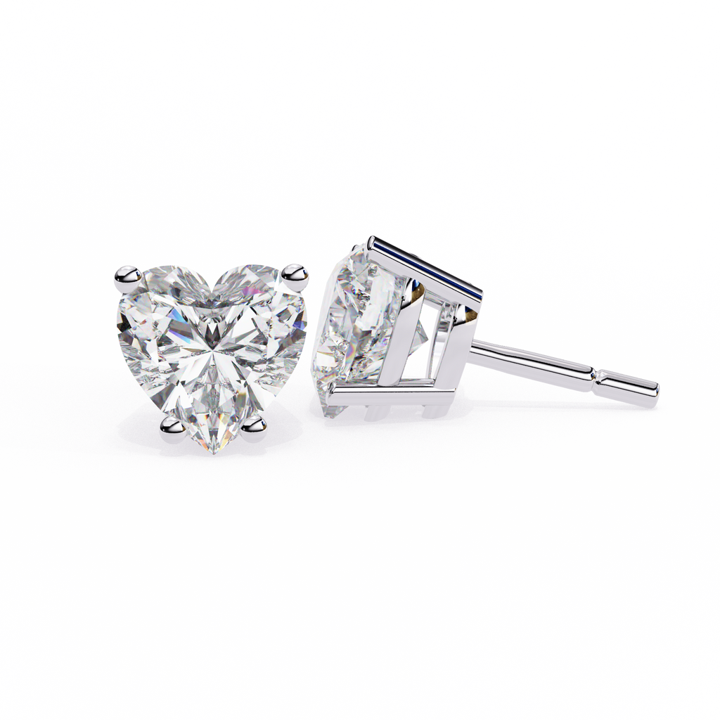 Pendientes de corazón solitario con diamantes cultivados en laboratorio de 2,50 ct