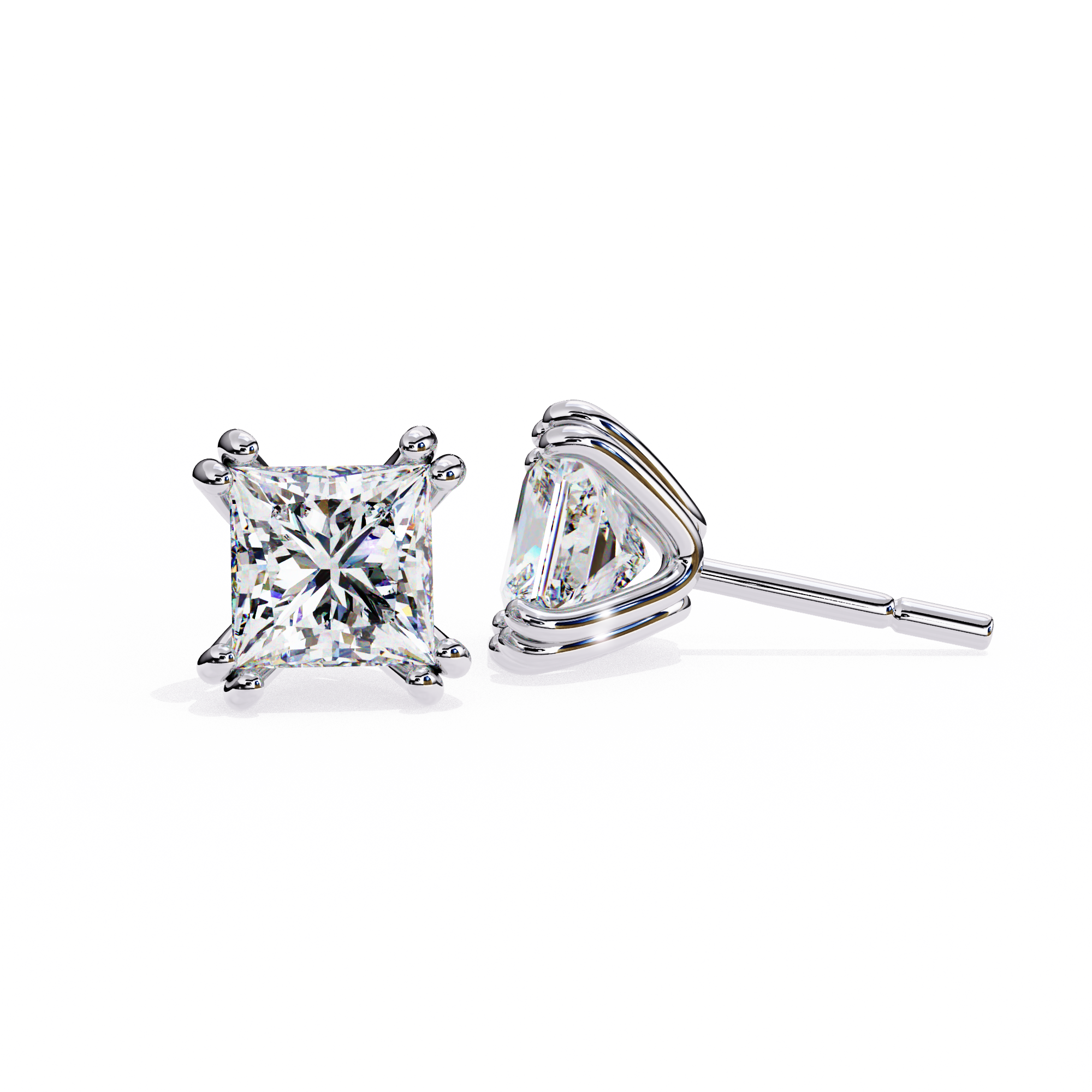 IGI 3ct Lab Grown Princess Diamond Duel Prong Earrings