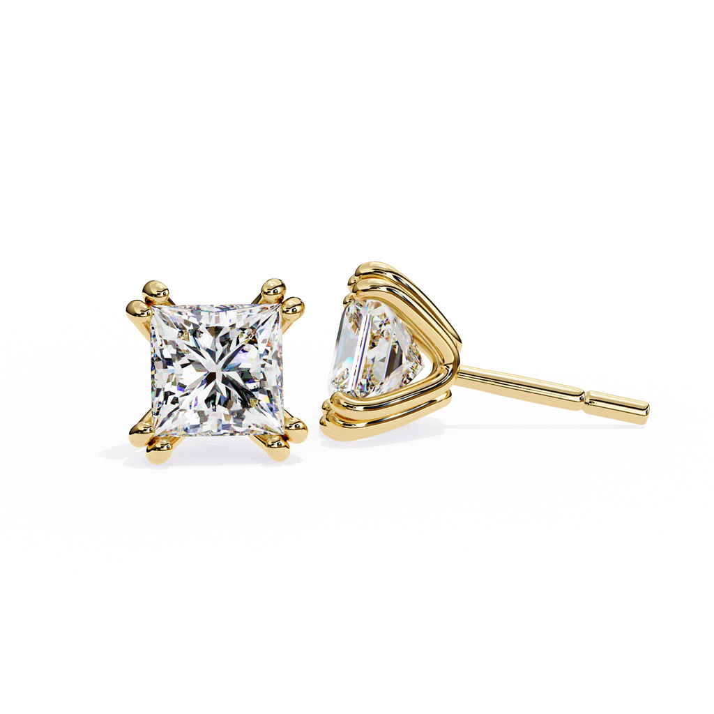 Pendientes de diamantes princesa de 3 ct cultivados en laboratorio con doble punta