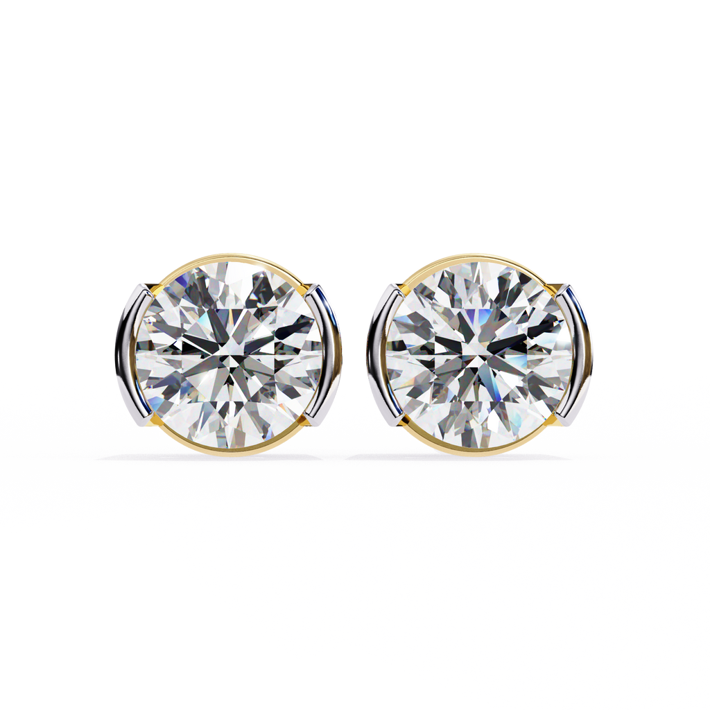 IGI 2.50ct Lab-Grown Diamond Half Bezel Set Studs