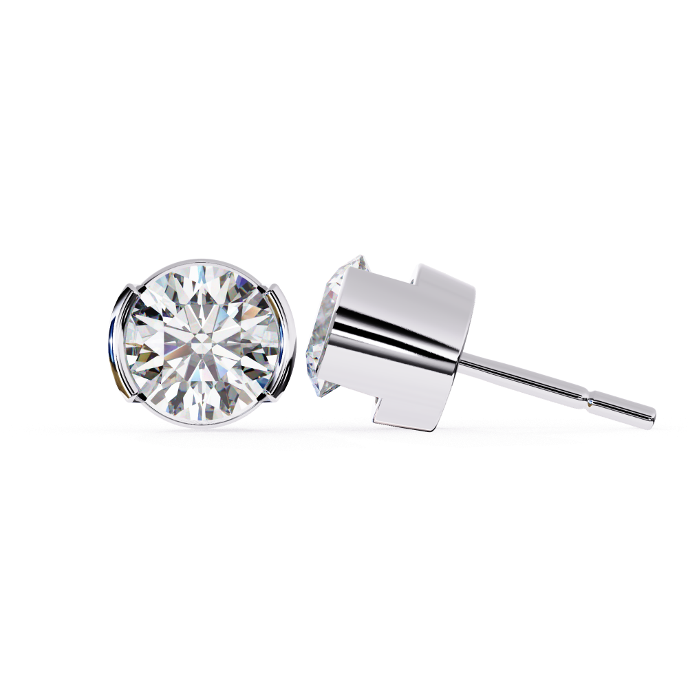 IGI 2.50ct Lab-Grown Diamond Half Bezel Set Studs