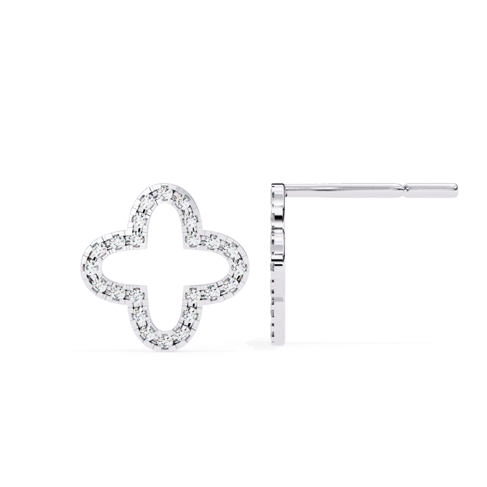 Pendientes de trébol con diamantes cultivados en laboratorio de 0,24 ct