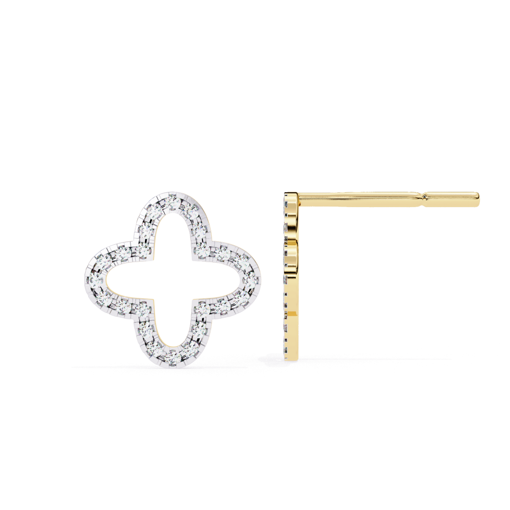 Pendientes de trébol con diamantes cultivados en laboratorio de 0,24 ct