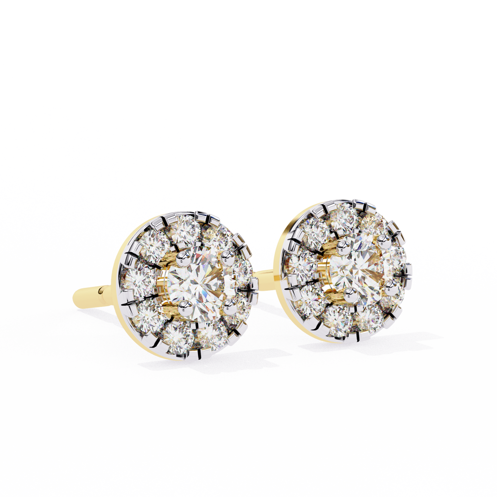 Pendientes con halo de diamantes cultivados en laboratorio de 0,51 ct