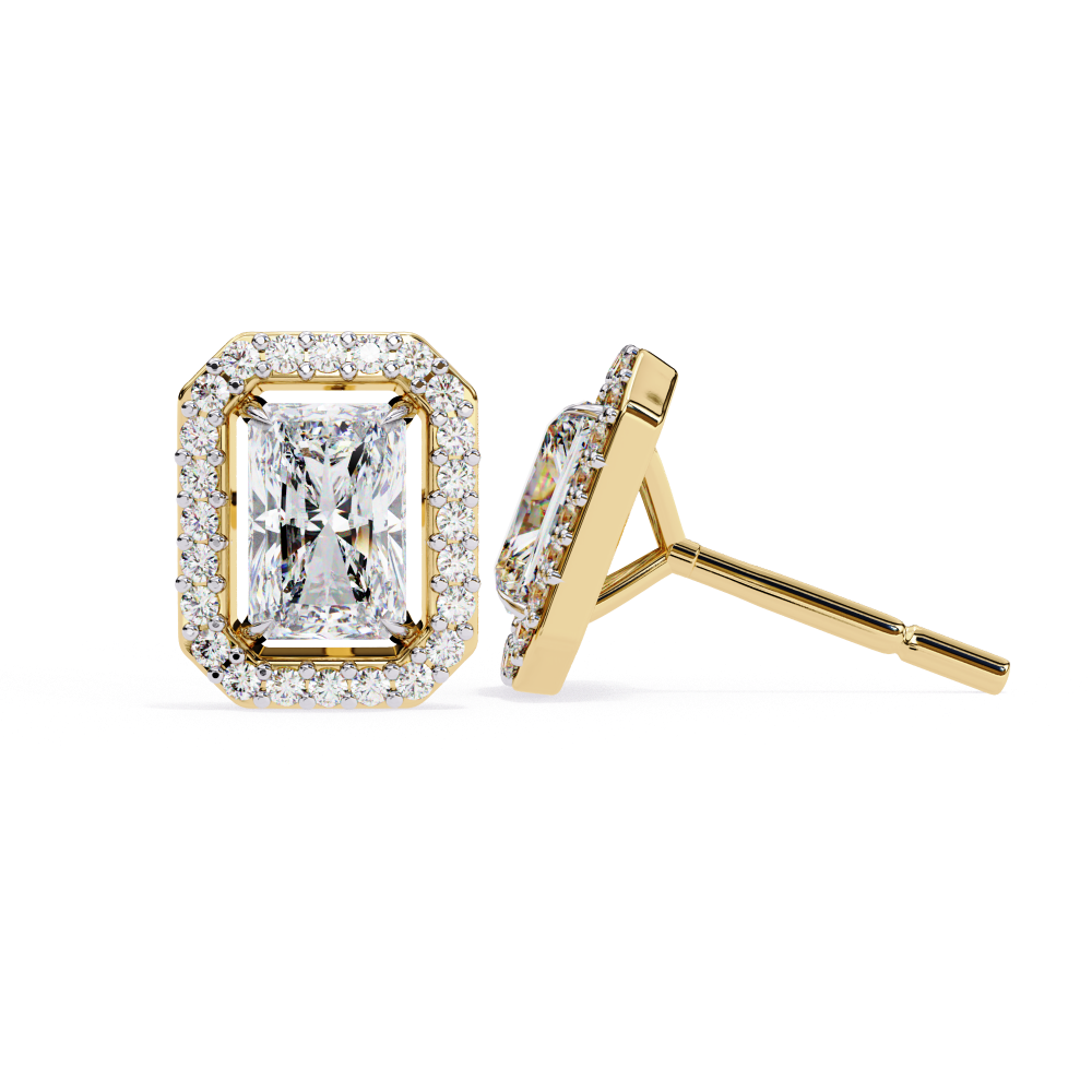 Pendientes de diamantes de talla radiante cultivados en laboratorio de 1,86 ct