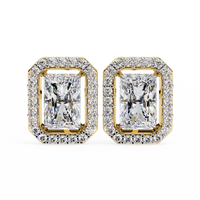 Pendientes de diamantes de talla radiante cultivados en laboratorio de 1,86 ct