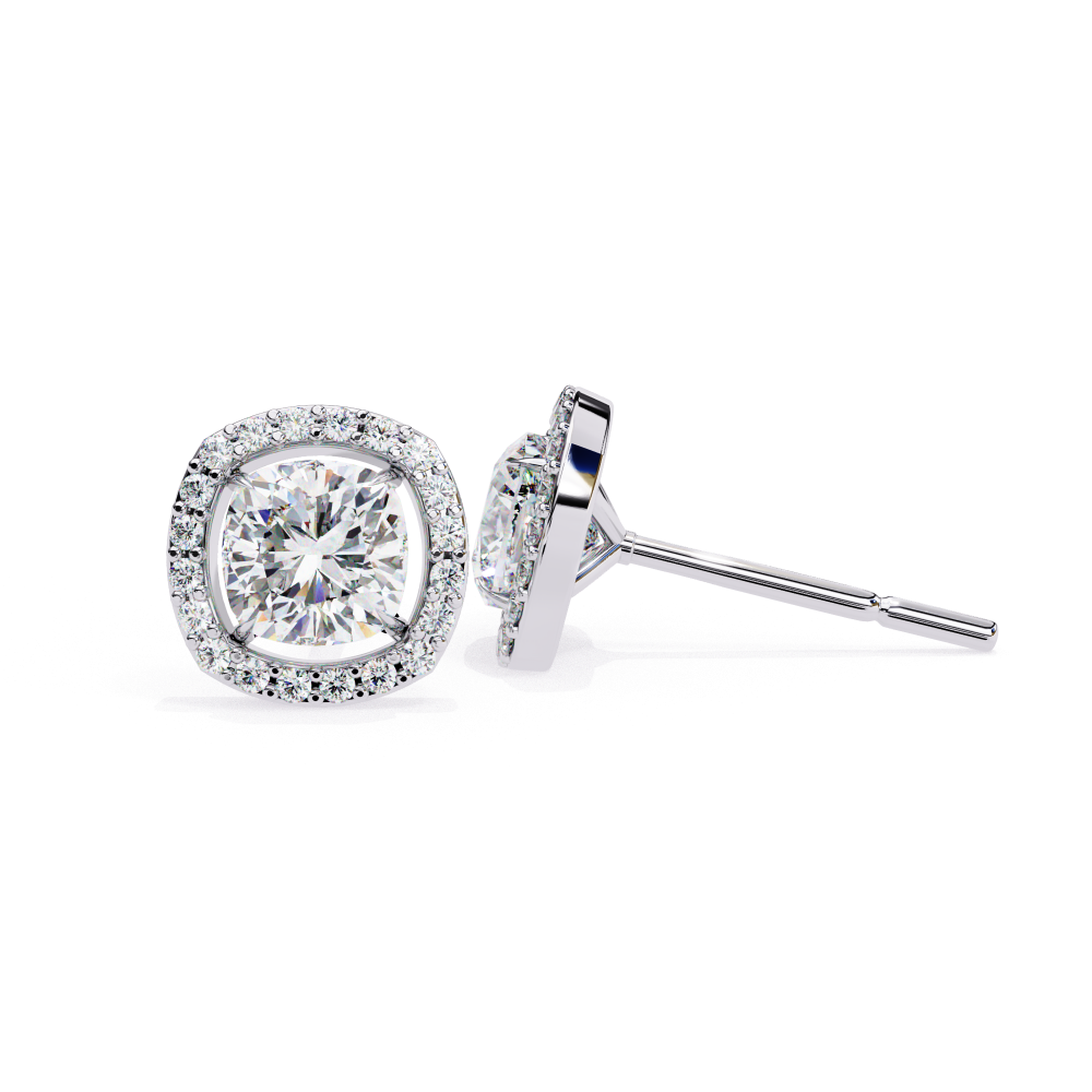 IGI 2.24ct Lab Grown Cushion Cut Diamond Earrings