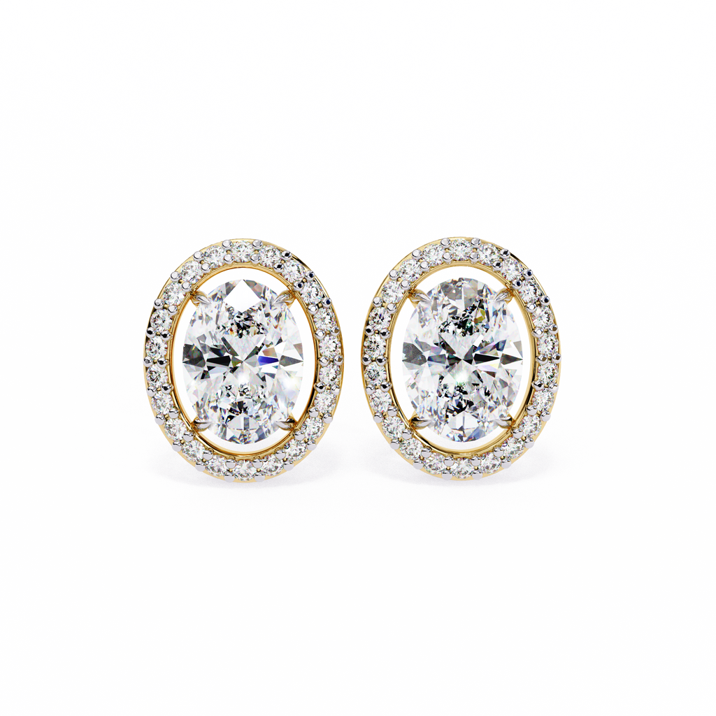 Pendientes con diamantes ovalados cultivados en laboratorio de 2,26 ct