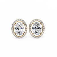 Pendientes con diamantes ovalados cultivados en laboratorio de 2,26 ct