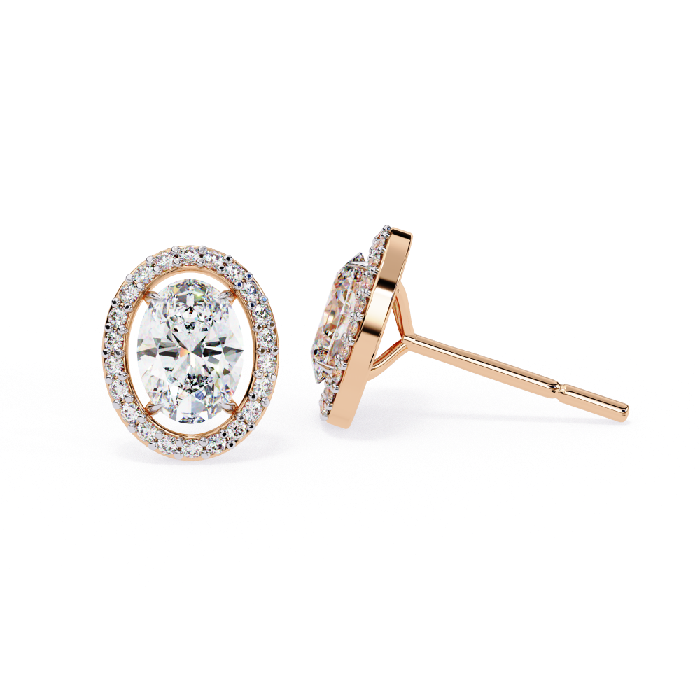 Pendientes con diamantes ovalados cultivados en laboratorio de 2,26 ct