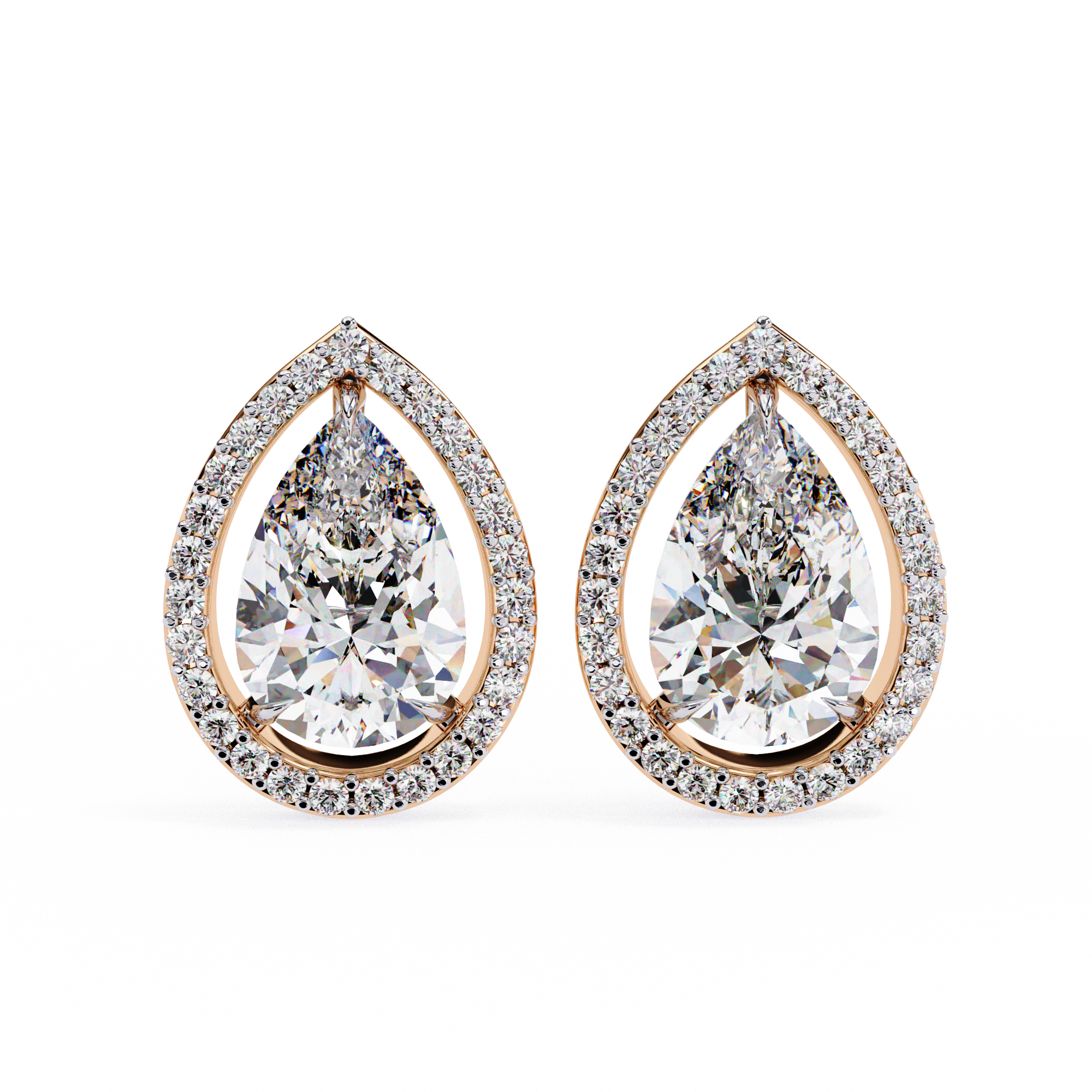 3.27ct Lab Grown Pear Diamond Stud Earrings