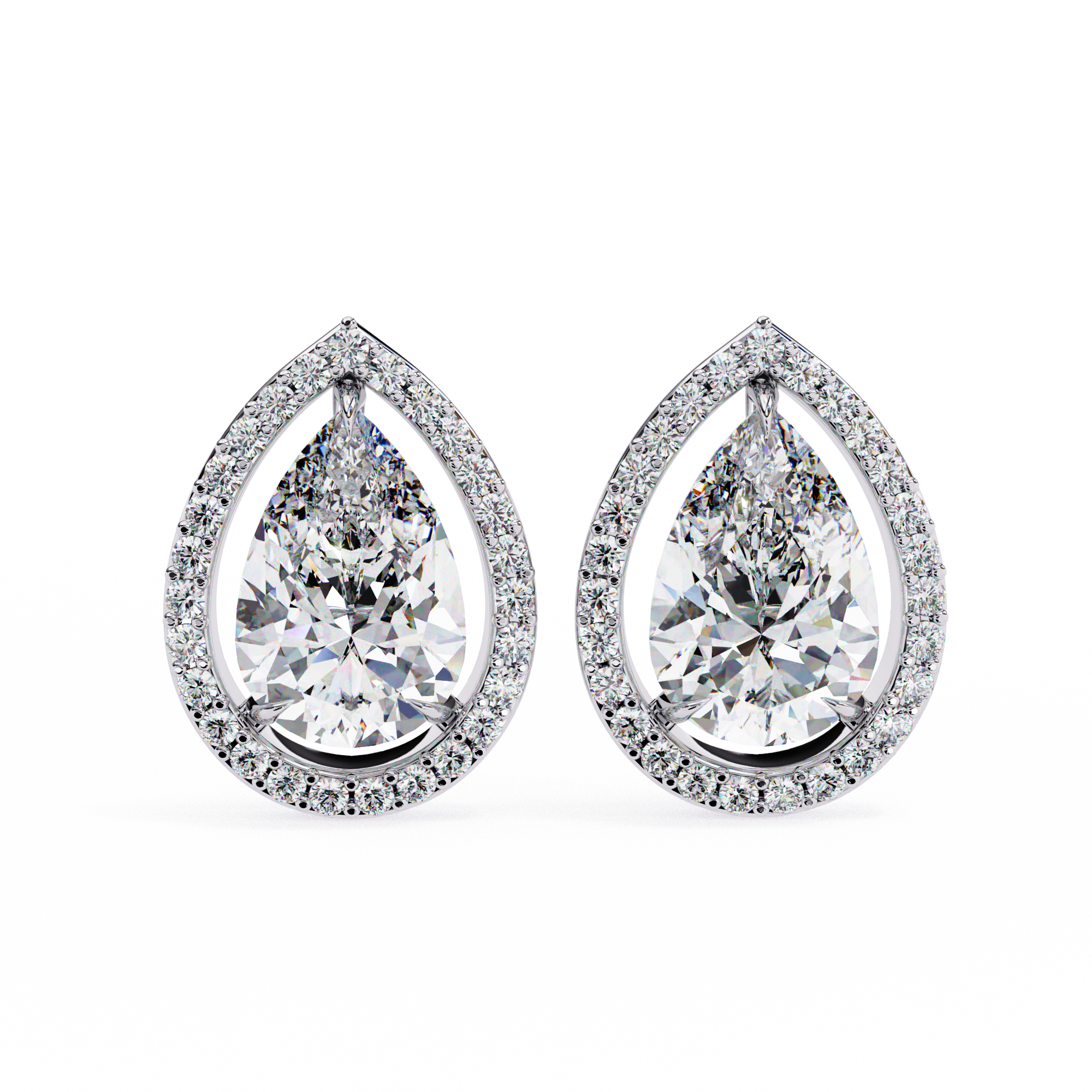 3.27ct Lab Grown Pear Diamond Stud Earrings